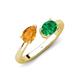 4 - Afra 1.45 ctw Citrine Pear Shape (7x5 mm) & Emerald Oval Shape (7x5 mm) Toi Et Moi Engagement Ring 