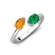 4 - Afra 1.45 ctw Citrine Pear Shape (7x5 mm) & Emerald Oval Shape (7x5 mm) Toi Et Moi Engagement Ring 