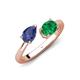 4 - Afra 1.40 ctw Iolite Pear Shape (7x5 mm) & Emerald Oval Shape (7x5 mm) Toi Et Moi Engagement Ring 