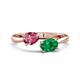 1 - Afra 1.50 ctw Pink Tourmaline Pear Shape (7x5 mm) & Emerald Oval Shape (7x5 mm) Toi Et Moi Engagement Ring 