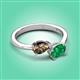 3 - Afra 1.45 ctw Smoky Quartz Pear Shape (7x5 mm) & Emerald Oval Shape (7x5 mm) Toi Et Moi Engagement Ring 