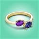 3 - Afra 1.32 ctw Amethyst Pear Shape (7x5 mm) & Iolite Oval Shape (7x5 mm) Toi Et Moi Engagement Ring 