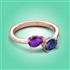 3 - Afra 1.32 ctw Amethyst Pear Shape (7x5 mm) & Iolite Oval Shape (7x5 mm) Toi Et Moi Engagement Ring 