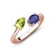 4 - Afra 1.47 ctw Peridot Pear Shape (7x5 mm) & Iolite Oval Shape (7x5 mm) Toi Et Moi Engagement Ring 