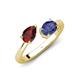 4 - Afra 1.57 ctw Red Garnet Pear Shape (7x5 mm) & Iolite Oval Shape (7x5 mm) Toi Et Moi Engagement Ring 