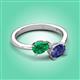 3 - Afra 1.47 ctw Emerald Pear Shape (7x5 mm) & Iolite Oval Shape (7x5 mm) Toi Et Moi Engagement Ring 
