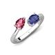 4 - Afra 1.37 ctw Pink Tourmaline Pear Shape (7x5 mm) & Iolite Oval Shape (7x5 mm) Toi Et Moi Engagement Ring 