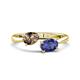 1 - Afra 1.32 ctw Smoky Quartz Pear Shape (7x5 mm) & Iolite Oval Shape (7x5 mm) Toi Et Moi Engagement Ring 