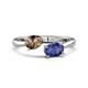 1 - Afra 1.32 ctw Smoky Quartz Pear Shape (7x5 mm) & Iolite Oval Shape (7x5 mm) Toi Et Moi Engagement Ring 