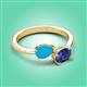 3 - Afra 1.02 ctw Turquoise Pear Shape (7x5 mm) & Iolite Oval Shape (7x5 mm) Toi Et Moi Engagement Ring 