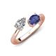 4 - Afra 1.57 ctw White Sapphire Pear Shape (7x5 mm) & Iolite Oval Shape (7x5 mm) Toi Et Moi Engagement Ring 