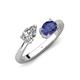 4 - Afra 1.57 ctw White Sapphire Pear Shape (7x5 mm) & Iolite Oval Shape (7x5 mm) Toi Et Moi Engagement Ring 
