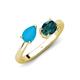 4 - Afra 1.35 ctw Turquoise Pear Shape (7x5 mm) & London Blue Topaz Oval Shape (7x5 mm) Toi Et Moi Engagement Ring 
