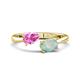 1 - Afra 1.40 ctw Pink Sapphire Pear Shape (7x5 mm) & Opal Oval Shape (7x5 mm) Toi Et Moi Engagement Ring 