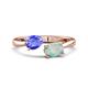 1 - Afra 1.25 ctw Tanzanite Pear Shape (7x5 mm) & Opal Oval Shape (7x5 mm) Toi Et Moi Engagement Ring 