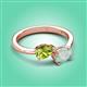 3 - Afra 1.30 ctw Peridot Pear Shape (7x5 mm) & Opal Oval Shape (7x5 mm) Toi Et Moi Engagement Ring 