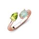 4 - Afra 1.30 ctw Peridot Pear Shape (7x5 mm) & Opal Oval Shape (7x5 mm) Toi Et Moi Engagement Ring 