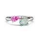1 - Afra 1.40 ctw Pink Sapphire Pear Shape (7x5 mm) & Opal Oval Shape (7x5 mm) Toi Et Moi Engagement Ring 