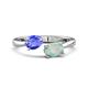 1 - Afra 1.25 ctw Tanzanite Pear Shape (7x5 mm) & Opal Oval Shape (7x5 mm) Toi Et Moi Engagement Ring 