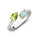 4 - Afra 1.30 ctw Peridot Pear Shape (7x5 mm) & Opal Oval Shape (7x5 mm) Toi Et Moi Engagement Ring 
