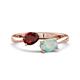 1 - Afra 1.40 ctw Red Garnet Pear Shape (7x5 mm) & Opal Oval Shape (7x5 mm) Toi Et Moi Engagement Ring 