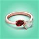 3 - Afra 1.40 ctw Red Garnet Pear Shape (7x5 mm) & Opal Oval Shape (7x5 mm) Toi Et Moi Engagement Ring 