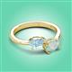 3 - Afra 1.10 ctw Aquamarine Pear Shape (7x5 mm) & Opal Oval Shape (7x5 mm) Toi Et Moi Engagement Ring 