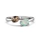 1 - Afra 1.15 ctw Smoky Quartz Pear Shape (7x5 mm) & Opal Oval Shape (7x5 mm) Toi Et Moi Engagement Ring 