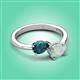 3 - Afra 1.35 ctw London Blue Topaz Pear Shape (7x5 mm) & Opal Oval Shape (7x5 mm) Toi Et Moi Engagement Ring 