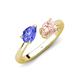 4 - Afra 1.50 ctw Tanzanite Pear Shape (7x5 mm) & Morganite Oval Shape (7x5 mm) Toi Et Moi Engagement Ring 