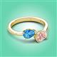 3 - Afra 1.60 ctw Blue Topaz Pear Shape (7x5 mm) & Morganite Oval Shape (7x5 mm) Toi Et Moi Engagement Ring 