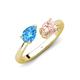 4 - Afra 1.60 ctw Blue Topaz Pear Shape (7x5 mm) & Morganite Oval Shape (7x5 mm) Toi Et Moi Engagement Ring 