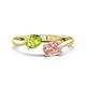 1 - Afra 1.55 ctw Peridot Pear Shape (7x5 mm) & Morganite Oval Shape (7x5 mm) Toi Et Moi Engagement Ring 