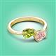 3 - Afra 1.55 ctw Peridot Pear Shape (7x5 mm) & Morganite Oval Shape (7x5 mm) Toi Et Moi Engagement Ring 