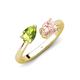 4 - Afra 1.55 ctw Peridot Pear Shape (7x5 mm) & Morganite Oval Shape (7x5 mm) Toi Et Moi Engagement Ring 