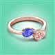 3 - Afra 1.50 ctw Tanzanite Pear Shape (7x5 mm) & Morganite Oval Shape (7x5 mm) Toi Et Moi Engagement Ring 