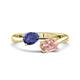 1 - Afra 1.35 ctw Iolite Pear Shape (7x5 mm) & Morganite Oval Shape (7x5 mm) Toi Et Moi Engagement Ring 