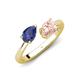 4 - Afra 1.35 ctw Iolite Pear Shape (7x5 mm) & Morganite Oval Shape (7x5 mm) Toi Et Moi Engagement Ring 