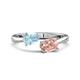 1 - Afra 1.35 ctw Aquamarine Pear Shape (7x5 mm) & Morganite Oval Shape (7x5 mm) Toi Et Moi Engagement Ring 