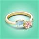 3 - Afra 1.35 ctw Aquamarine Pear Shape (7x5 mm) & Morganite Oval Shape (7x5 mm) Toi Et Moi Engagement Ring 