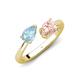 4 - Afra 1.35 ctw Aquamarine Pear Shape (7x5 mm) & Morganite Oval Shape (7x5 mm) Toi Et Moi Engagement Ring 