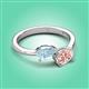3 - Afra 1.35 ctw Aquamarine Pear Shape (7x5 mm) & Morganite Oval Shape (7x5 mm) Toi Et Moi Engagement Ring 