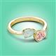 3 - Afra 1.10 ctw Opal Pear Shape (7x5 mm) & Morganite Oval Shape (7x5 mm) Toi Et Moi Engagement Ring 