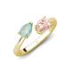 4 - Afra 1.10 ctw Opal Pear Shape (7x5 mm) & Morganite Oval Shape (7x5 mm) Toi Et Moi Engagement Ring 