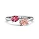 1 - Afra 1.45 ctw Pink Tourmaline Pear Shape (7x5 mm) & Morganite Oval Shape (7x5 mm) Toi Et Moi Engagement Ring 