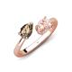 4 - Afra 1.40 ctw Smoky Quartz Pear Shape (7x5 mm) & Morganite Oval Shape (7x5 mm) Toi Et Moi Engagement Ring 