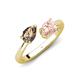 4 - Afra 1.40 ctw Smoky Quartz Pear Shape (7x5 mm) & Morganite Oval Shape (7x5 mm) Toi Et Moi Engagement Ring 