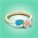 3 - Afra 1.10 ctw Turquoise Pear Shape (7x5 mm) & Morganite Oval Shape (7x5 mm) Toi Et Moi Engagement Ring 