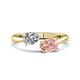 1 - Afra 1.65 ctw White Sapphire Pear Shape (7x5 mm) & Morganite Oval Shape (7x5 mm) Toi Et Moi Engagement Ring 