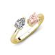 4 - Afra 1.65 ctw White Sapphire Pear Shape (7x5 mm) & Morganite Oval Shape (7x5 mm) Toi Et Moi Engagement Ring 